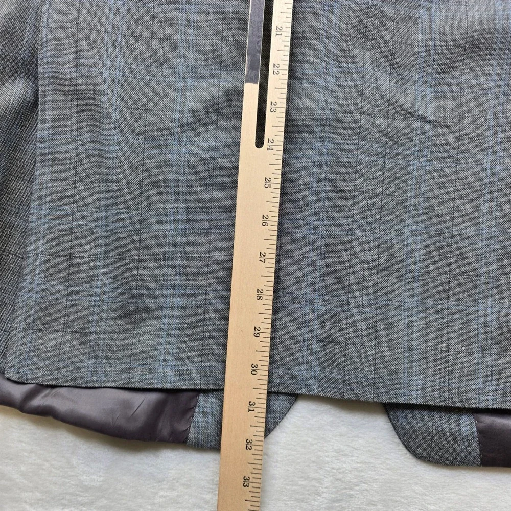 LRL Ralph Lauren Blazer Mens 52R 54R Grey Blue Plaid‎ Wool Blend Sport Coat